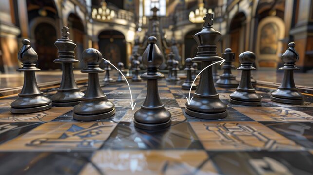 Educational Chess Strategy with Arrows and Annotations on a Virtual Board
