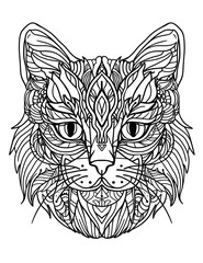 Cat mandala coloring page