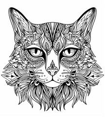 Cat mandala coloring page