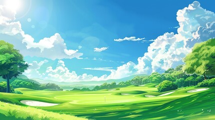 Fototapeta premium Spring golf ground UHD wallpaper