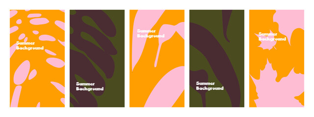 Abstract tropical leaves summer background collection. Vector illustration