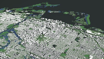 3D illustration of city and urban in Toronto Canada