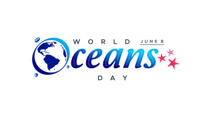 world oceans day celebration template design. Happy World Oceans Day, June 8. Accompanied by a vector illustration of a globe. The concept of increasing public interest in marine protection
