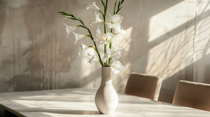 Dining table with stylish Fourting and vase