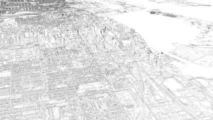 3D illustration of city and urban in Toronto Canada