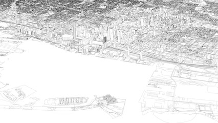 Obraz premium 3D illustration of city and urban in Toronto Canada
