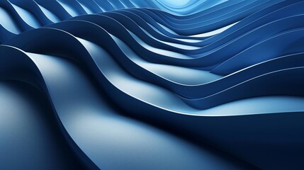 Fototapeta premium Abstract Blue Waves and Curves in a Contemporary 3D Render - Modern Futuristic Design with Smooth Lines and Gradient Shadows