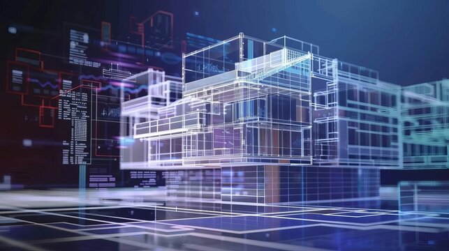 intelligent construction digital building information modeling bim with architects and engineers technology concept illustration