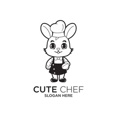 Rabbit chef logo vector illustration