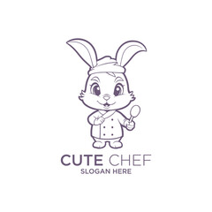 Rabbit chef logo vector illustration