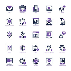 Business icon pack for your website, mobile, presentation, and logo design. Business icon dual tone design. Vector graphics illustration and editable stroke.