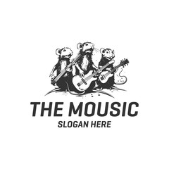 Mouse playing guitar logo vector illustration