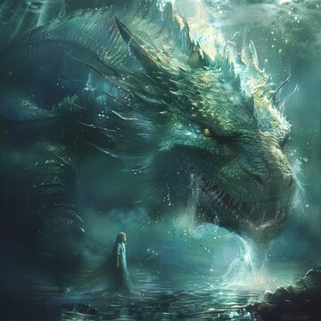 The girl stared in awe at the `Zym, green dragon that had emerged from the depths of the lake.