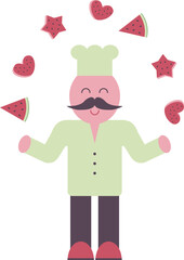 Waiter with watermelon, vector design elemnt