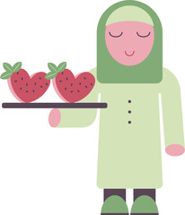 Waitress with watermelon, vector design element