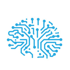 Human brain and artificial intelligence flat design