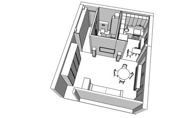 apartment interior design vector illustration