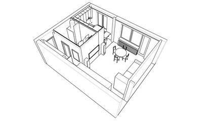 apartment interior design vector illustration