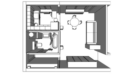 apartment interior design vector illustration