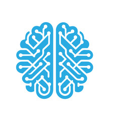 Human brain and artificial intelligence flat design