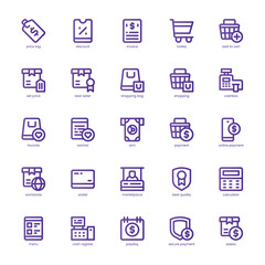 Shopping and Store icon pack for your website, mobile, presentation, and logo design. Shopping and Store icon basic line gradient  design. Vector graphics illustration and editable stroke.