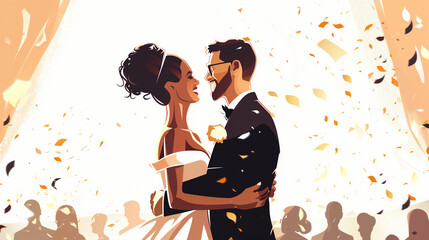 couple dancing on marriage party illustration