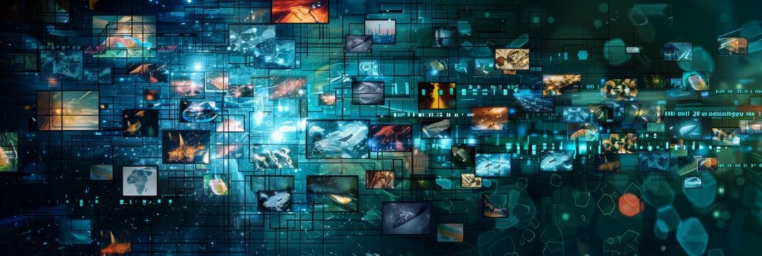 Digital collage of diverse channel visuals: showcasing modern web streaming media.