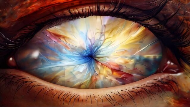 Close-up of a Psychedelic Pattern Within a Human Eye