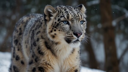 Fototapeta premium The Enigmatic Beauty of Snow Leopards