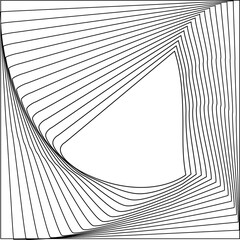 Square dynamic twisted spiral. Modern graphic element