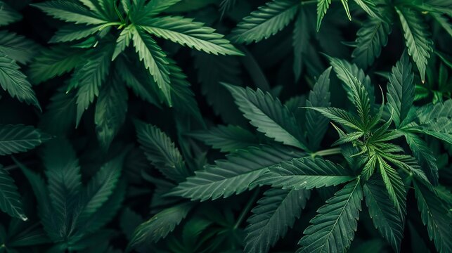 lush green cannabis and hemp leaves natural background concept for 420 day celebration high resolution photo