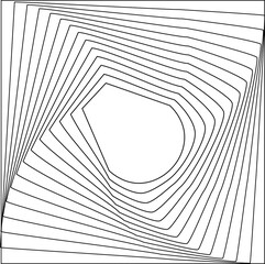 Square dynamic twisted spiral. Modern graphic element