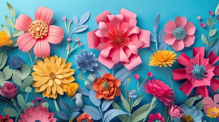 Fototapeta na wymiar Colorful paper flowers. Generative AI