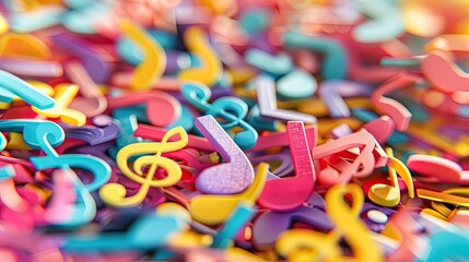 Colorful music notes. Generative AI