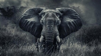 Naklejka premium majestic elephant fanning oversized ears stunning wildlife closeup photography
