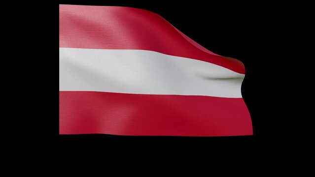 austrian flag 4k 3d render of a waving nation austria banner fluttering in the wind symbolises the country with transparent alpha channel mask for free space and isolated background no flagpole