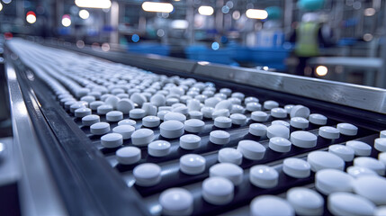 Tablets and manufacturing process. pharmaceutical concept