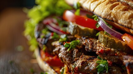 Kebab sandwich close-up. Generative AI
