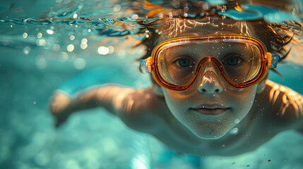 Underwater young boy