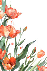 Watercolor tulips on a white background