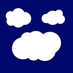 Paper speech clouds, white clouds on a blue background, design for chats