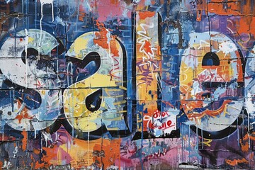 Obraz premium Colorful Urban Street Art Graffiti with Message Sale