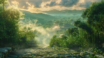 The path of the bamboo UHD wallpaper