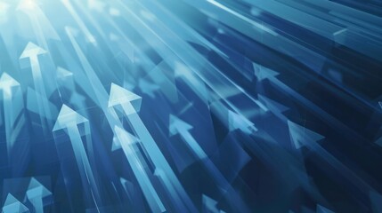 Abstract image of numerous arrows pointing upwards in blue hues highlights success and forward movement