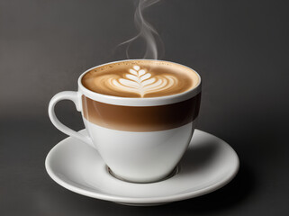 A cup of coffee on gray background