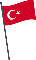 turkey flag waving on pole. national flag pole transparent.