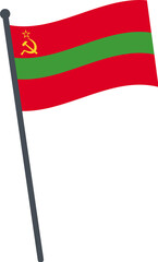 Transnistria flag waving on pole. national flag pole transparent.