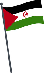 Western Sahara flag waving on pole. national flag pole transparent.