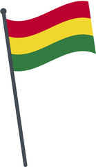 Bolivia flag waving on pole. national flag pole transparent.