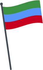 Dagestan flag waving on pole. national flag pole transparent.